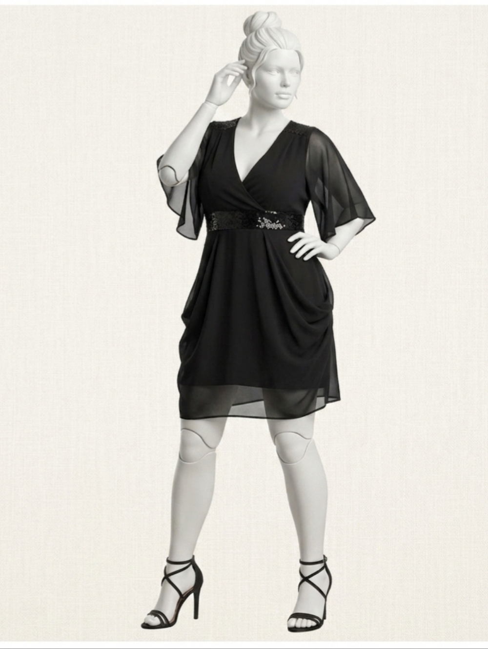 City Chic Black Sequin Waist Mini Dress